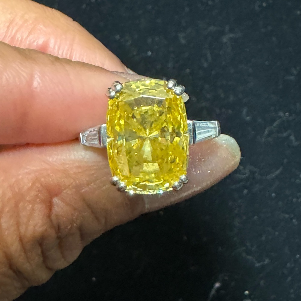 Vivid yellow CZ engagement ring